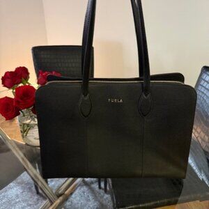 Furla Tote Bag - Black w/Gold Detailing NWOT